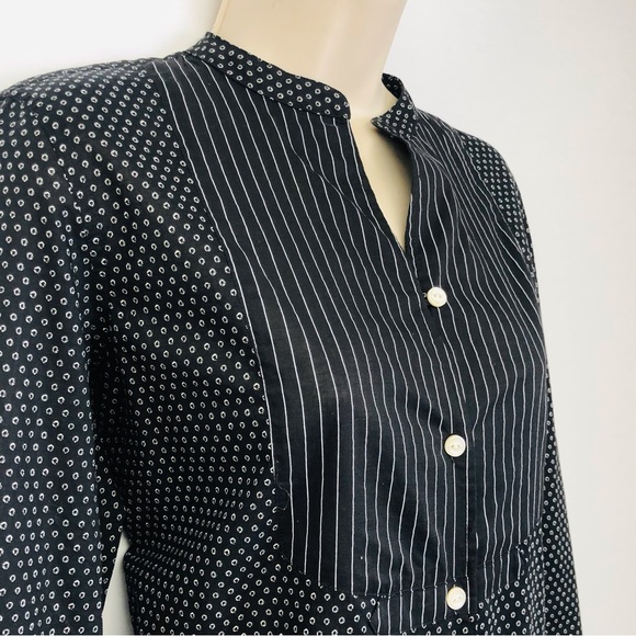 Lauren Jeans Co Black White Tuxedo Blouse - Picture 4 of 16